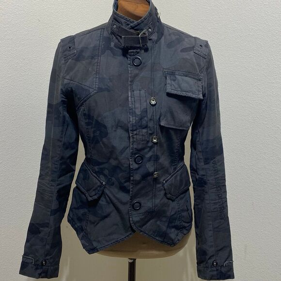 G-Star Raw Military Camo Black/Grey Jacket Women's Size Small - Picture 1 of 12